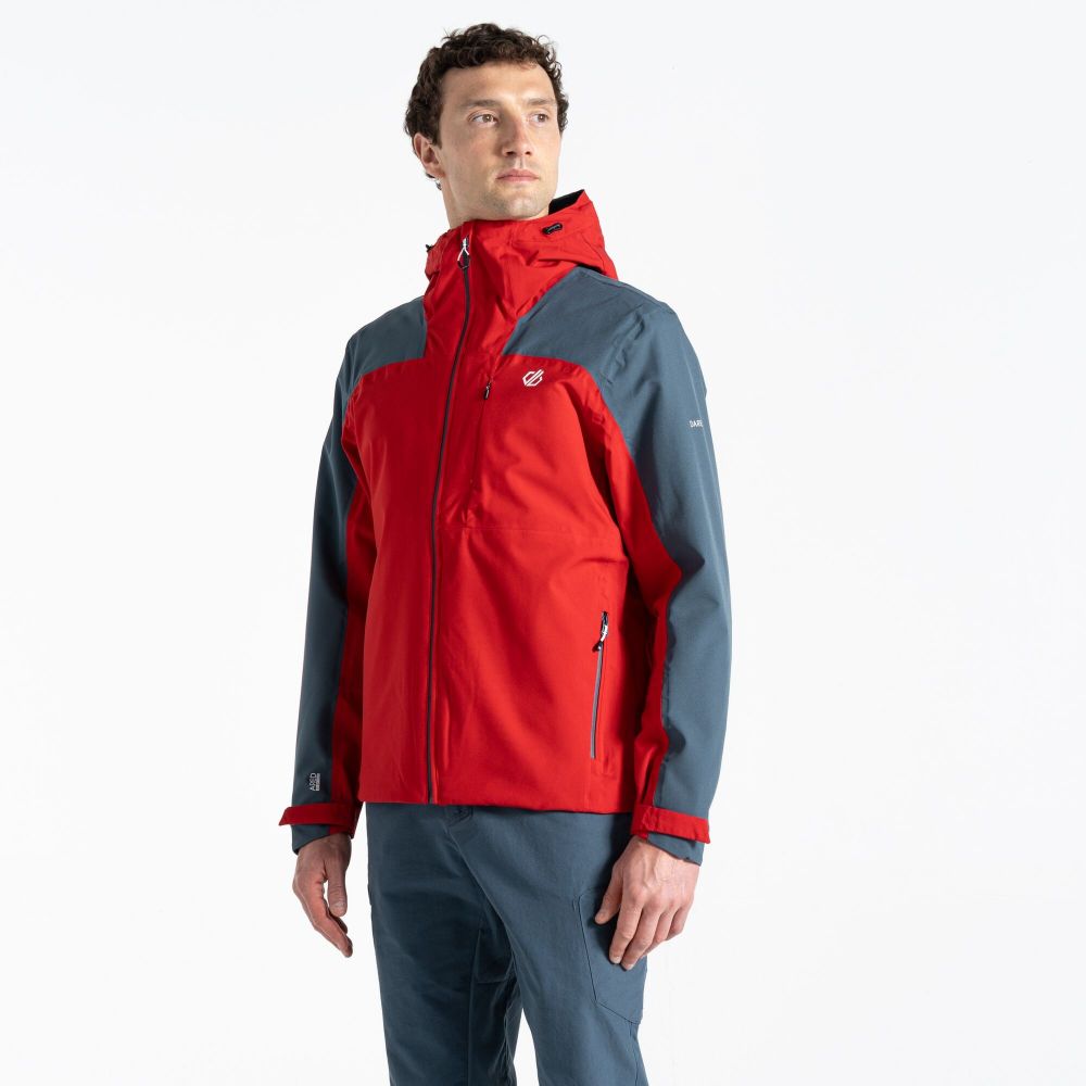 Dare2B Men s Diluent Era Waterproof Jacket Danger Red Orion Grey