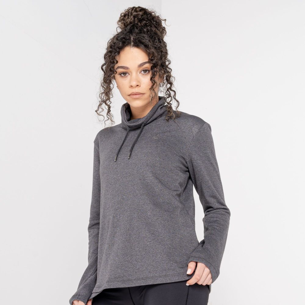 Dare2B Women's Swoop Slouch Collar Sweater Charcoal Grey Marl