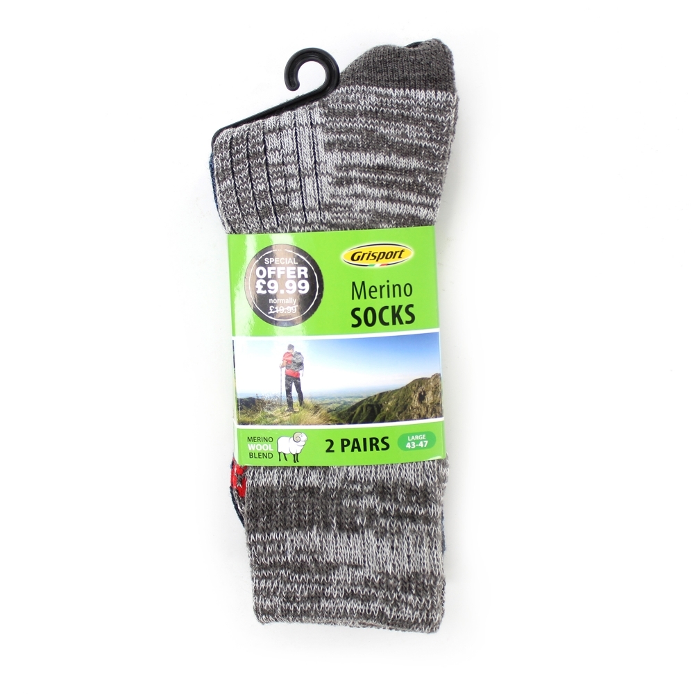 Grisport Mens Merino Wool Socks 2 Pair 39-42