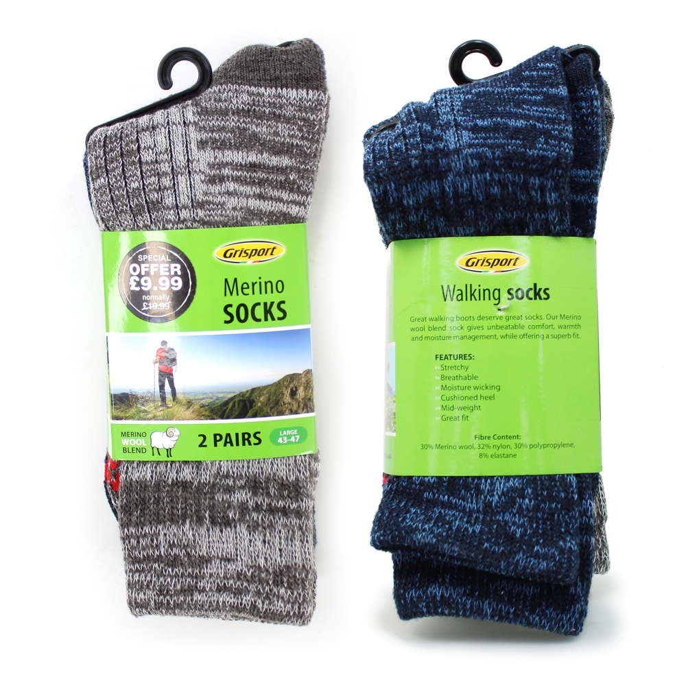 Grisport Mens Merino Wool Socks 2 Pair 43-47