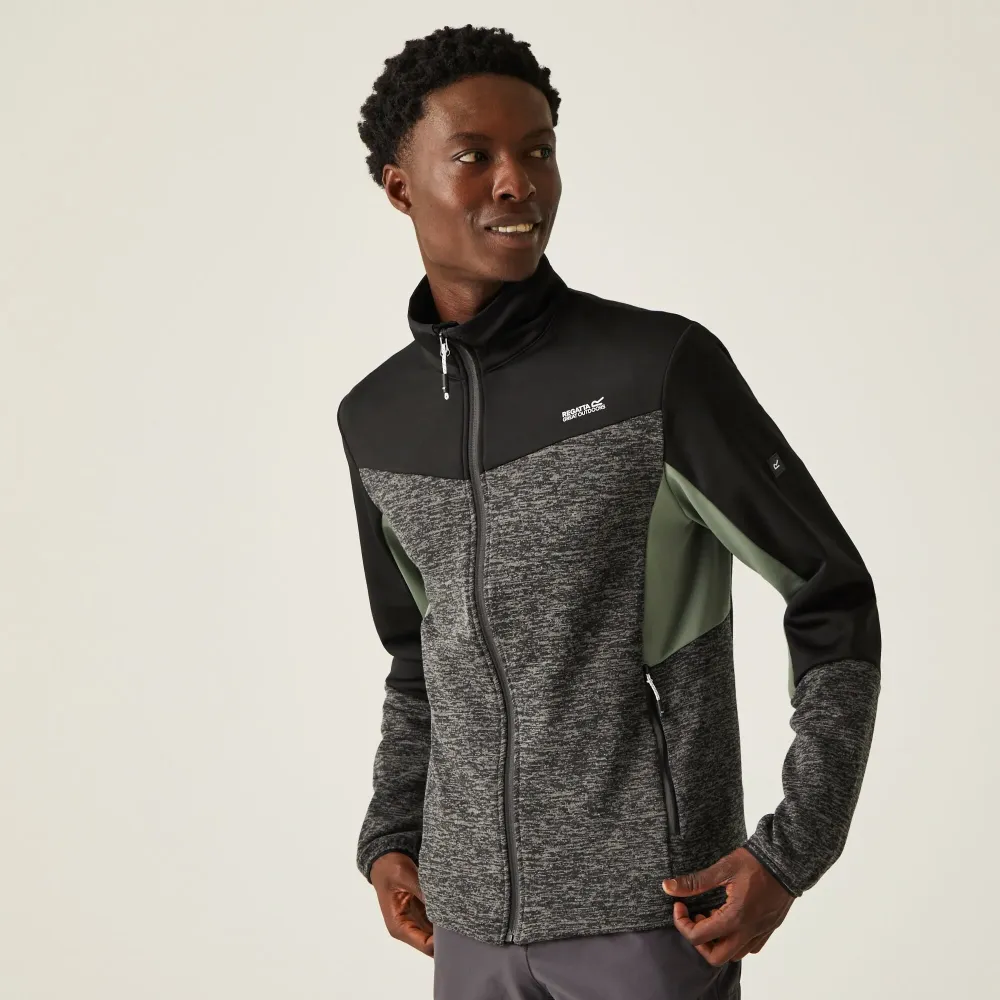 Regatta Men s Coladane VI Full Zip Fleece Ash Marl Black Agave Green
