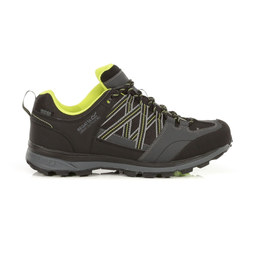 Regatta Men's Samaris II Waterproof Low Walking Shoes Black Lime Punch