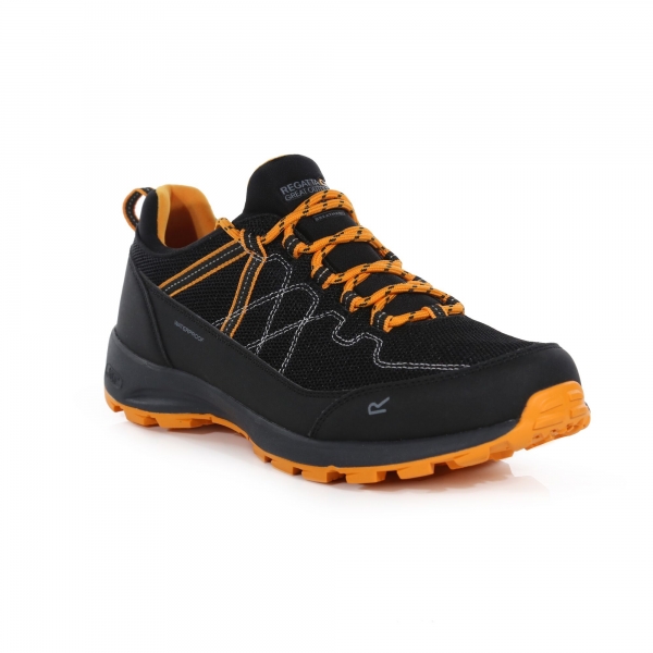 Regatta Men's Samaris Lite Waterproof Low Walking Shoes Black Flame Orange