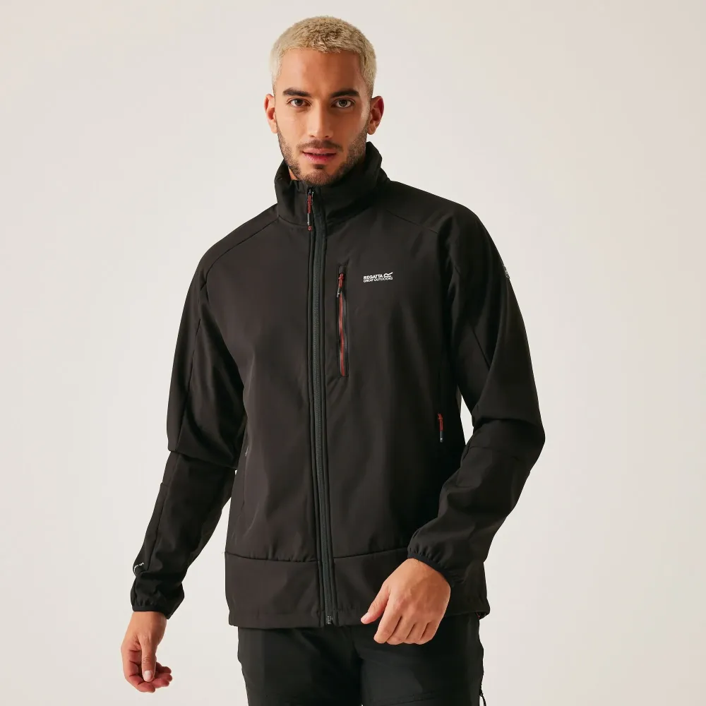 Regatta Men's Moutdale Softshell Jacket Black Red Ochre