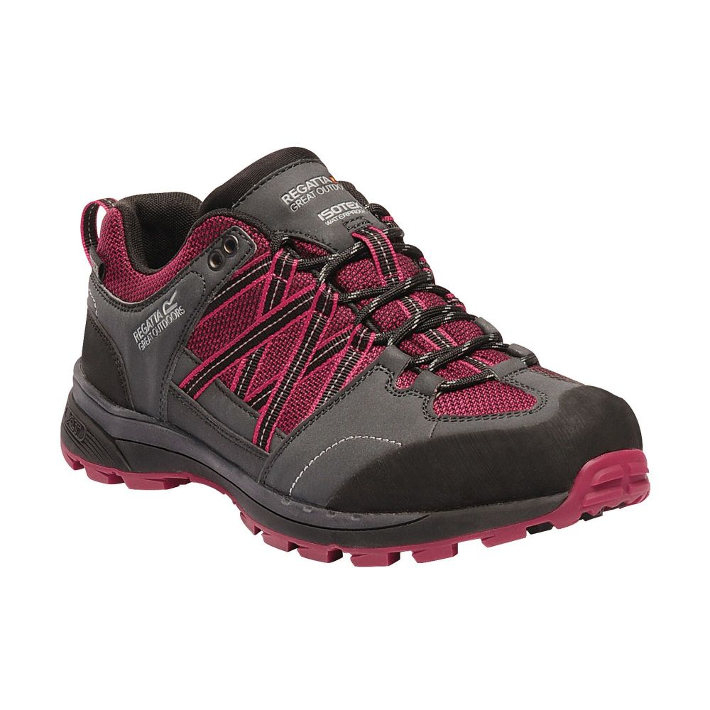 Regatta Womens Samaris II Waterproof Low Walking Shoes Dark Cerise Ash