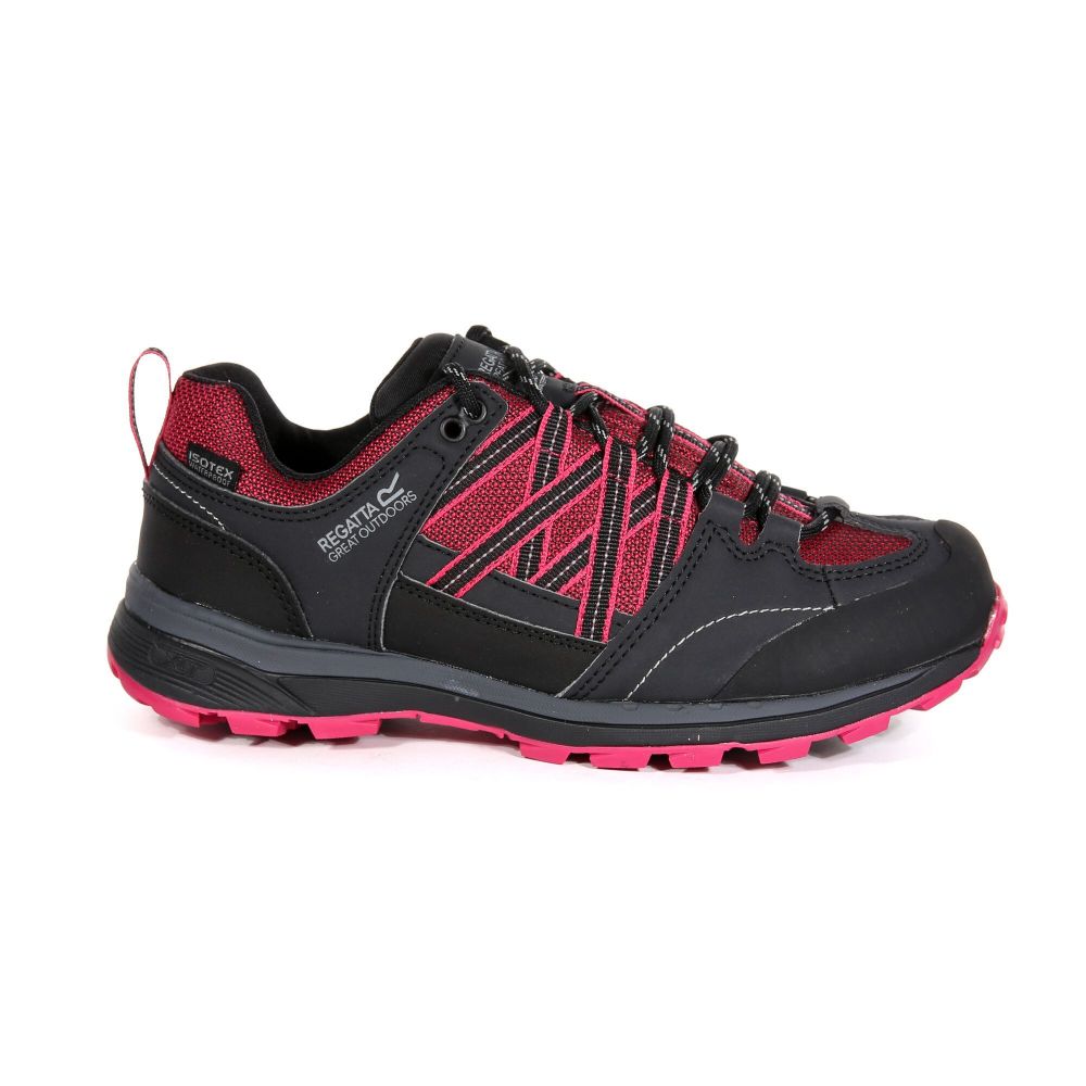 Regatta Womens Samaris II Waterproof Low Walking Shoes Dark Cerise Ash