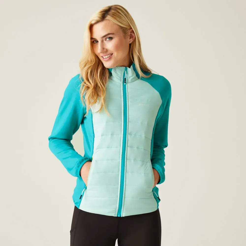Regatta Women's Clumber V Hybrid Jacket Bleached Aqua Tahoe Blue Citron Lime