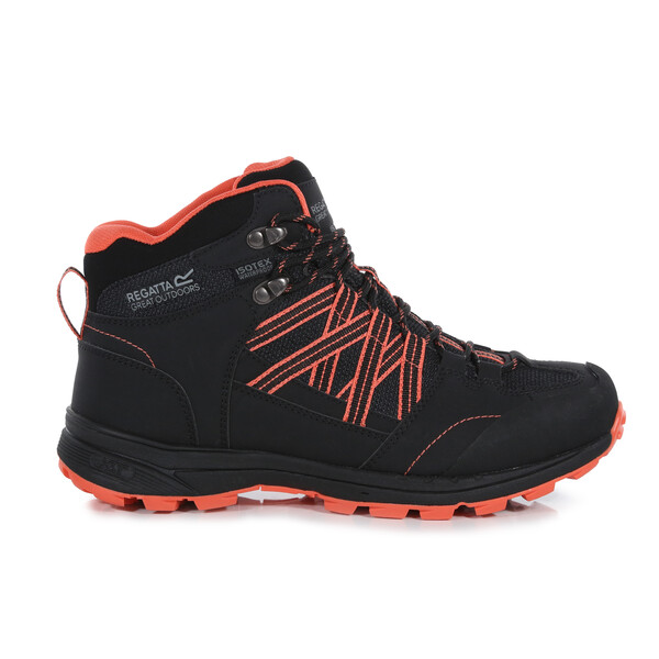 Regatta Women's Samaris II Waterproof Mid Walking Boots Black Neon Peach